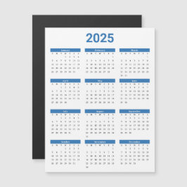 青と白2025年カレンダー磁気カード