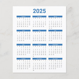 青と白2025年カレンダー紙シート