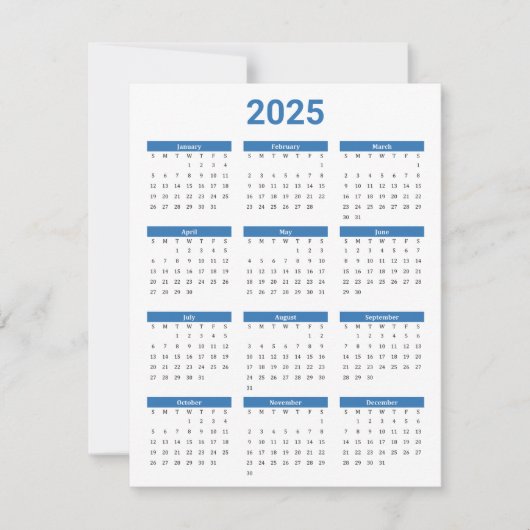 青と白2025年At A Glance Calendar Flat カード (正面)