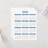 青と白2025年At A Glance Calendar Flat カード (正面/裏面インサイチュ)