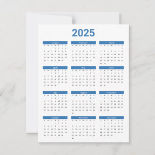 青と白2025年At A Glance Calendar Flat カード