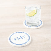 青と白3文字モノグラム コースター (側面)