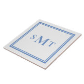 青と白3文字モノグラム タイル (側面)