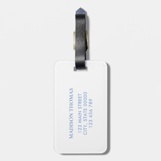 青と白3文字モノグラム ラゲッジタグ (裏面縦)