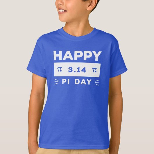 青と白3.14ハッピー・デイ Tシャツ (正面)