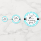 青と白50番目の誕生日水玉模様 コンフェッティ (正面)