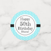 青と白50番目の誕生日水玉模様 コンフェッティ (スモール正面)