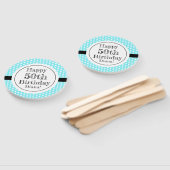 青と白50番目の誕生日水玉模様 ハンドファン (組立なし)