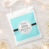 青と白50番目の誕生日水玉模様 フェイバーバッグ (クリップ留めされた状態)