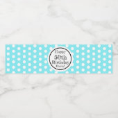 青と白50番目の誕生日水玉模様 ペットボトルラベル (シングルラベル)