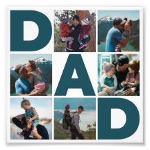 青と白6枚のフォトコラージュパパの写真の拡大