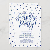 青と白 |サプライズ大人の誕生日パーティー 招待状 (正面/裏面)