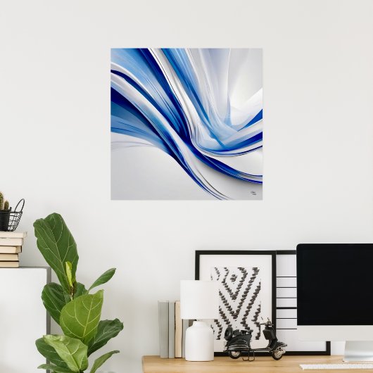 青と白 ポスター (ホームオフィス)