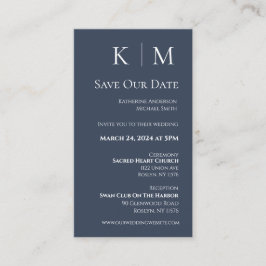 青と白 – モダン日付を保存 –  名刺