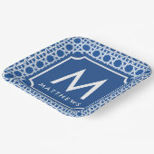 青と白 |ラタン |モノグラム ペーパープレート (傾斜あり)