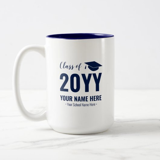 青と白 |卒業式モダンギフトカスタムマグカップ ツートーンマグカップ (左)