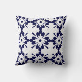 青と白 |幾何学的パターン |ハンプトンスタイル クッション (裏面)