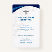 青と白 |病院医療従事者の写真 バッジ (裏面)