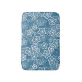 青と白、青、花、フローラ、素朴なファ バスマット (正面縦)