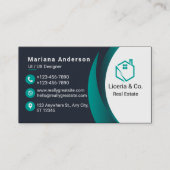 青と白/黒のビジネエレガントスカード 名刺 (正面)