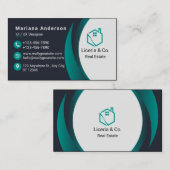 青と白/黒のビジネエレガントスカード 名刺 (正面/裏面)