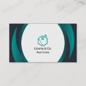 青と白/黒のビジネエレガントスカード 名刺 (裏面)