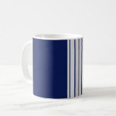 青と白(黒ストライプのアクセント付) コーヒーマグカップ (正面左)
