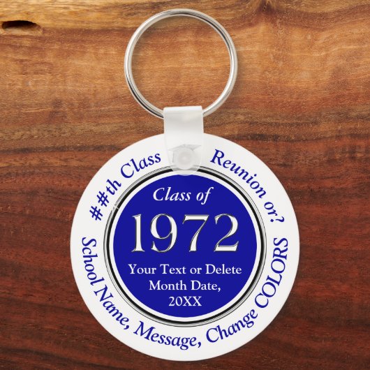 青と白、1972年クラス、懇親会土産 キーホルダー (裏面)