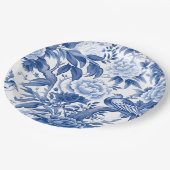 青と白Chinoiserie茶パーティー紙プレート ペーパープレート (アングル)