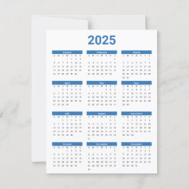 青と白USA 2025年カレンダフラットカード