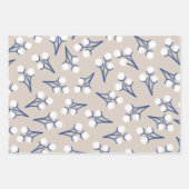 青と石の綿花植物模様 ラッピングペーパーシート (正面3)