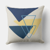 青と砂の三角形抽象芸術図形No1 クッション (裏面)