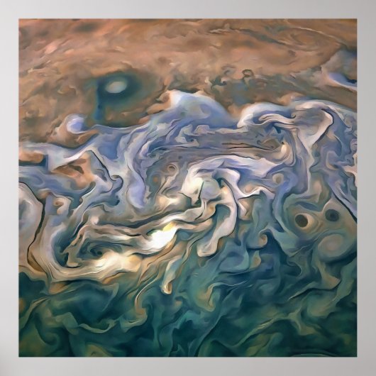 青と穏やかなシーショア抽象芸術アート ポスター (正面)