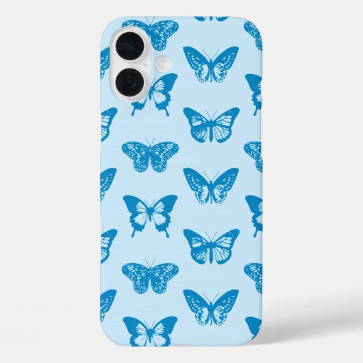 青と空色の蝶のスケッチ Case-Mate iPhoneケース (裏面)