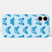 青と空色の蝶のスケッチ Case-Mate iPhoneケース (裏面 (横))