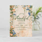 青と素朴オレンジのフローラ感謝祭ディナー 招待状 (スタンド正面)