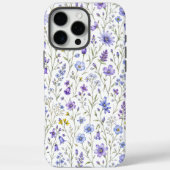 青と紫と黄色の水彩画の野の花模様 Case-Mate iPhoneケース (裏面)