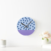 青と紫のおもしろい ラウンド壁時計 (ホーム)