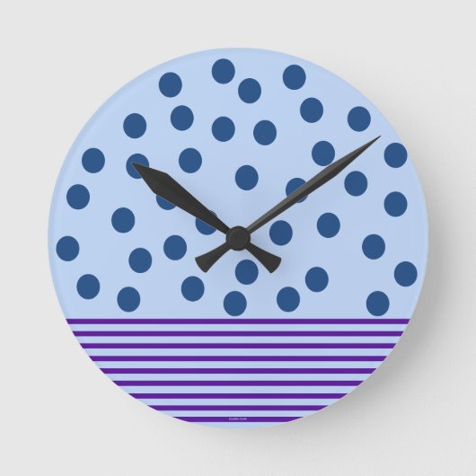 青と紫のおもしろい ラウンド壁時計 (正面)
