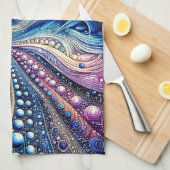 青と紫のすべての点 キッチンタオル (四つ折り)