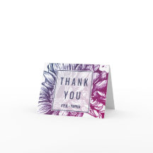 青と紫のひまわりグラデーションのサンキューカード