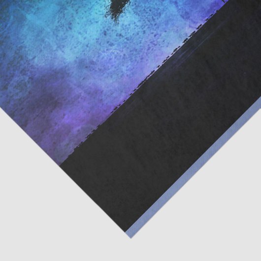 青と紫のアフリカのアカシアの木の風景 薄葉紙 (詳細)