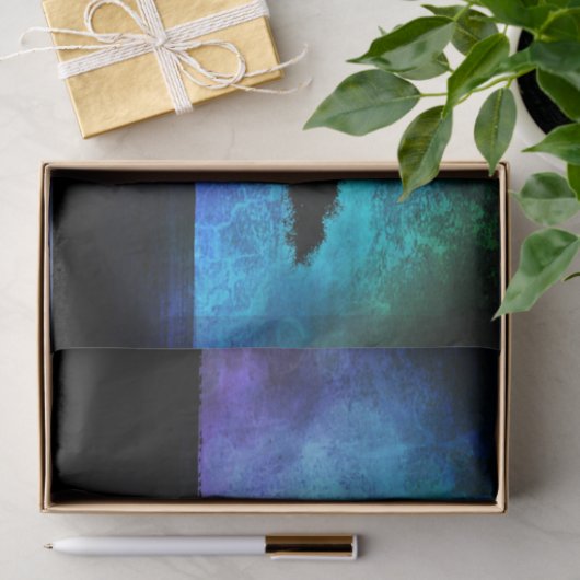 青と紫のアフリカのアカシアの木の風景 薄葉紙 (ギフト)