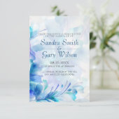青と紫のアブストラクトフラワー ウェディング 招待状 (スタンド正面)