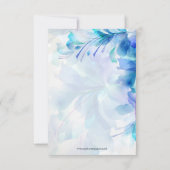 青と紫のアブストラクトフラワー ウェディング 招待状 (裏面)