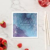 青と紫のアルコールインキとグリッター神秘的 スタンダードカクテルナプキン (インサイチュ)