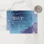 青と紫のアルコールインキとグリッター神秘的 ノートカード (正面/裏面インサイチュ)