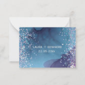 青と紫のアルコールインキとグリッター神秘的 ノートカード (裏面)