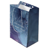 青と紫のアルコールインキとグリッター神秘的 ミディアムペーパーバッグ (裏面アングル)