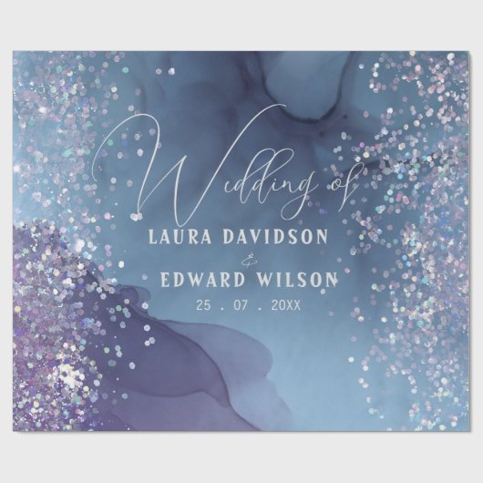 青と紫のアルコールインキとグリッター神秘的 ラッピングペーパー (フラット)